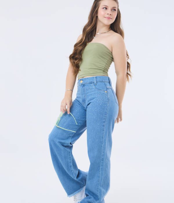 Calça Wide Leg C/Brilho Inf
